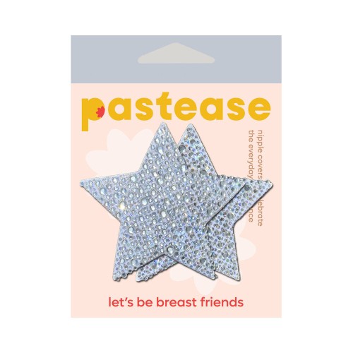 Pastease Crystal Silver Star Nipple Pasties