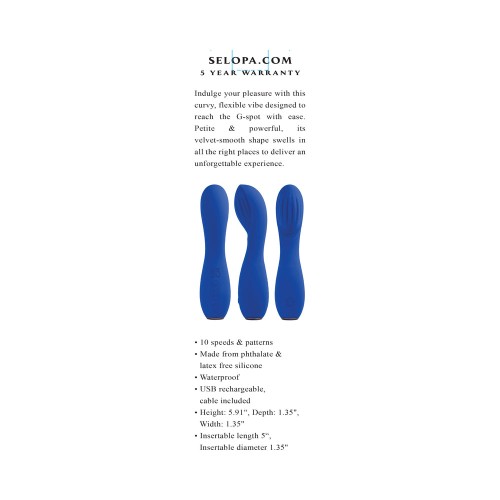 Vibrador Sapphire G Recargable de Silicona Azul - El Mejor Buscador de G-Spot