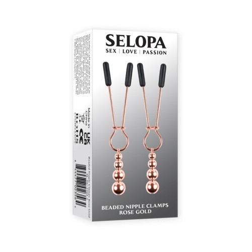 Selopa Beaded Nipple Clamps - Stainless Steel Rose Gold