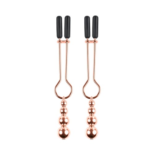 Selopa Beaded Nipple Clamps - Stainless Steel Rose Gold