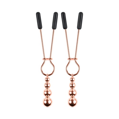 Selopa Beaded Nipple Clamps - Stainless Steel Rose Gold