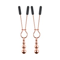 Selopa Beaded Nipple Clamps - Stainless Steel Rose Gold