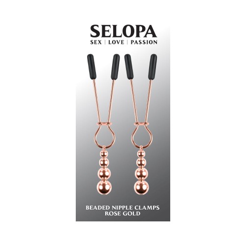 Selopa Beaded Nipple Clamps - Stainless Steel Rose Gold