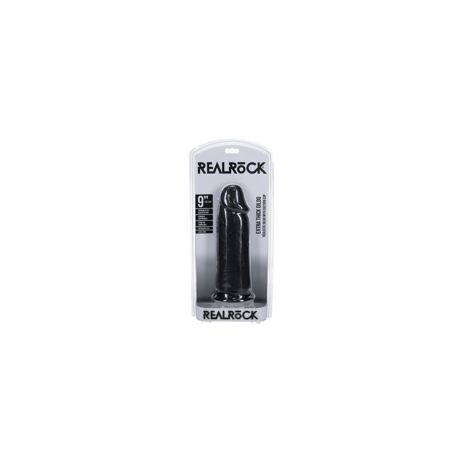 Dildo RealRock Extra Grueso 9 Pulgadas Negro