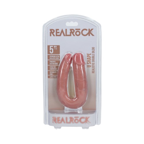 RealRock Dildo Doble U de 5 Pulgadas Beige