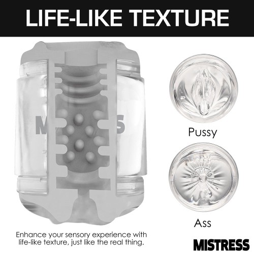 Mistress Double Shot Mini Masturbator Clear - Dual Pleasure