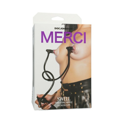 Merci Swell Auto Vibrating Nipple Sucker Cups Black - Ultimate Pleasure