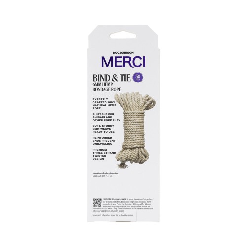 Merci Bind & Tie Cuerda de Cáñamo 30 pies - Perfecta para Restricción