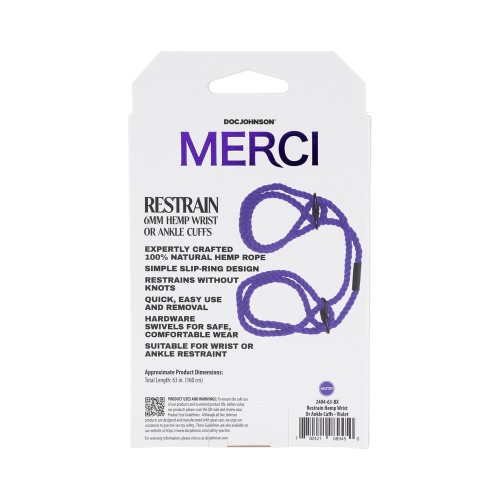 Merci Restrain 6mm Hemp Cuffs - Ideal Bondage Tool