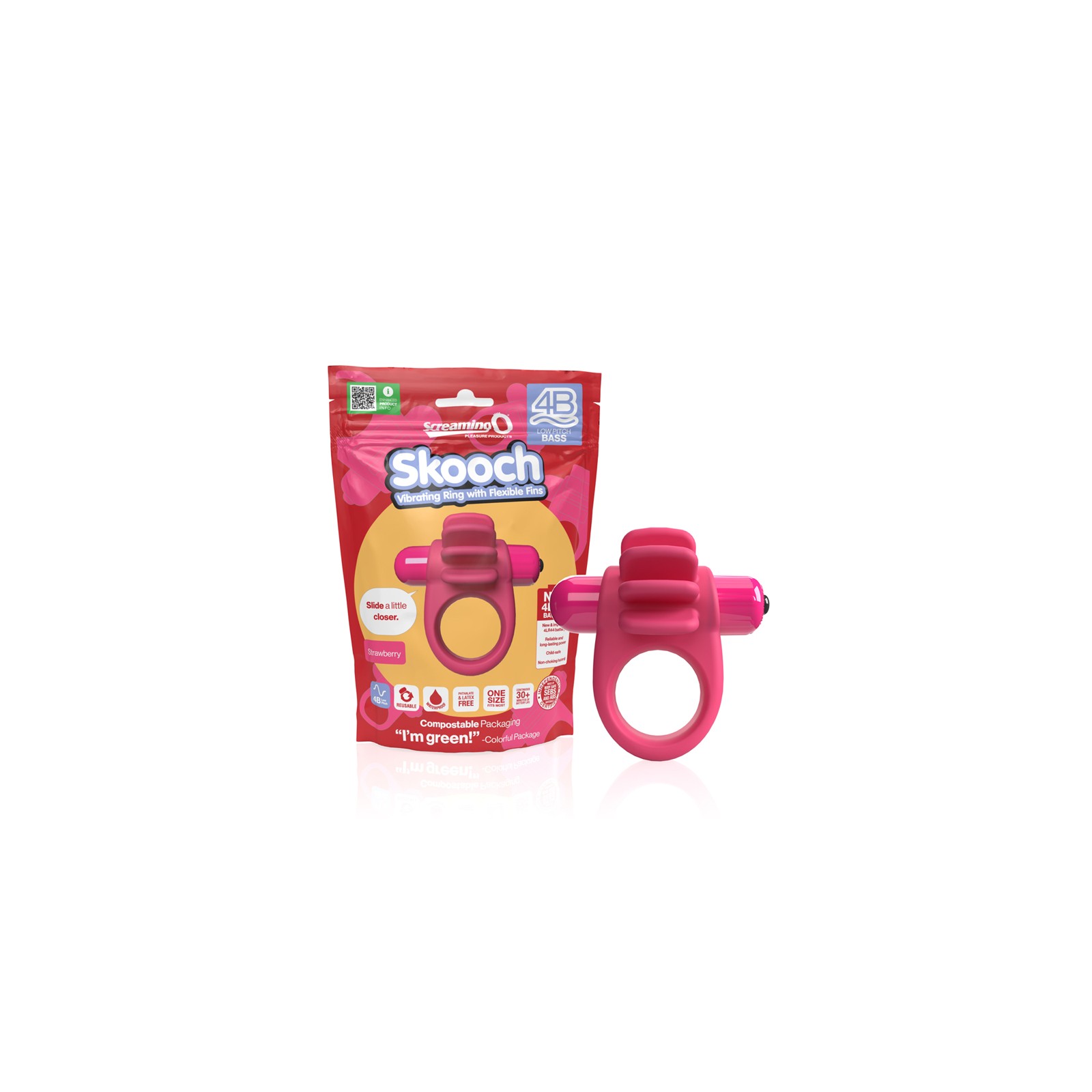 Screaming O 4B Skooch Strawberry - Vibrating Cock Ring