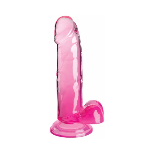 King Cock Clear 7 Inch Pink Dildo with Balls