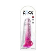 King Cock Clear 8in Pink Dildo with Suction Cup