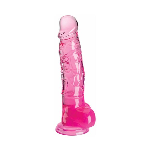 King Cock Transparente Dildo de 8in Rosa con Ventosa