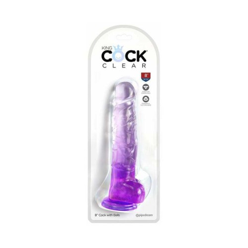 King Cock Clear Purple 8in Dildo with Balls