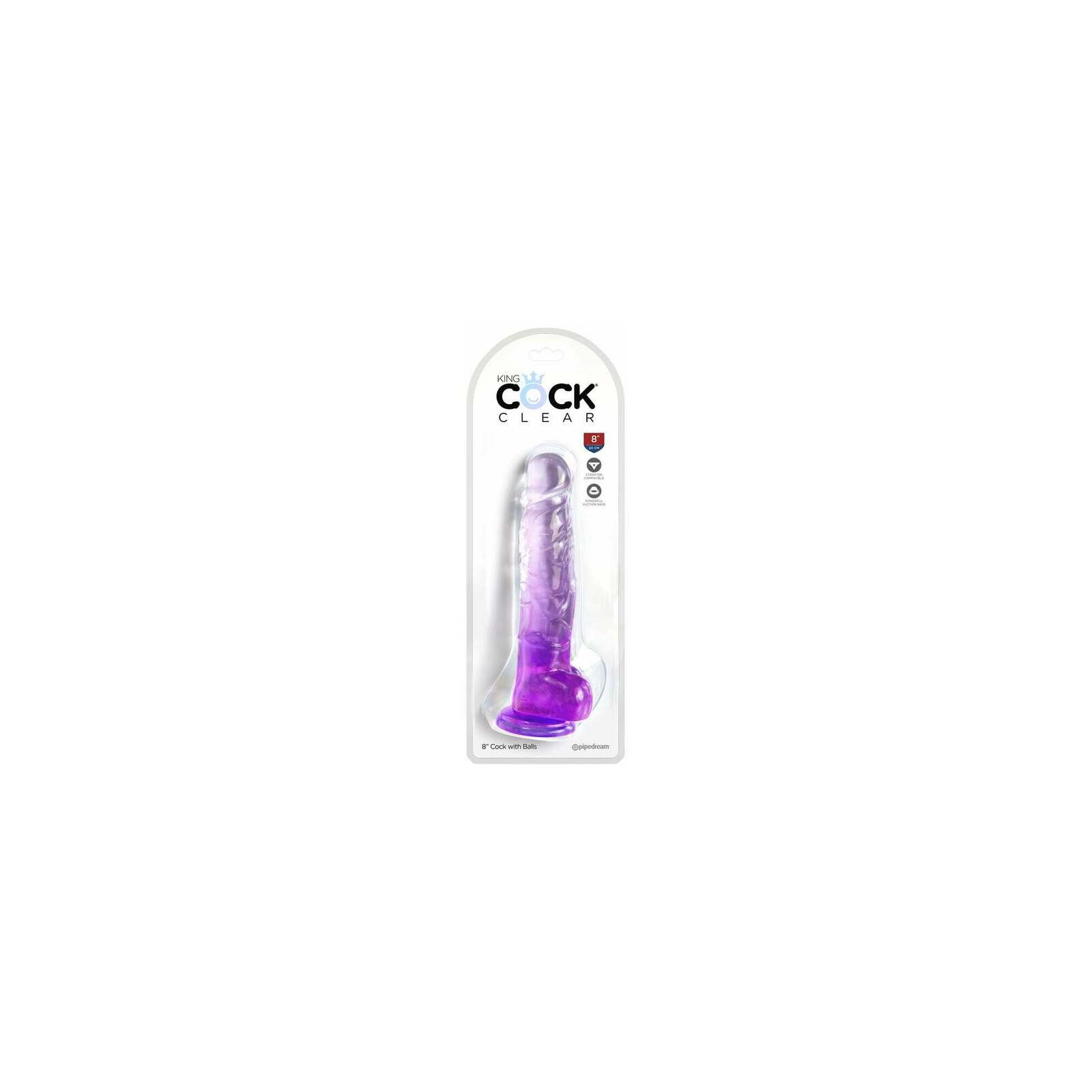 King Cock Clear Purple 8in Dildo with Balls