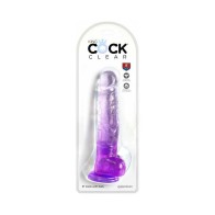 King Cock Clear Purple 8in Dildo with Balls