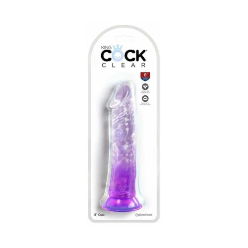 Dildo Transparente King Cock 8 in. Púrpura