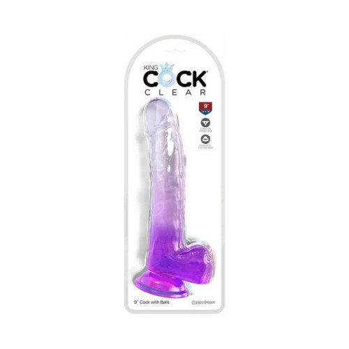 9 in. Clear Dildo with Suction Cup and Balls