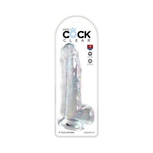 Dildo King Cock Clear de 9 Pulgadas con Bolas