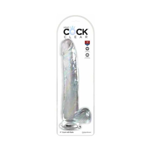 Dildo King Cock Transparente con Bolas de 11 in