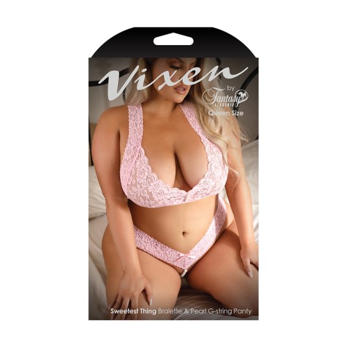 Fantasy Lingerie Vixen Conjunto de Encaje y Tanga de Perlas - Talla Reina