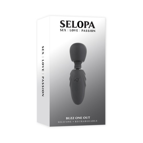 Selopa Buzz One Out Mini Wand Vibrator - Rechargeable Black