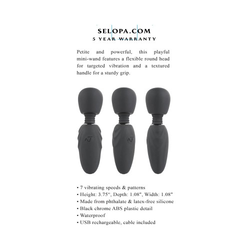 Selopa Buzz One Out Mini Wand Vibrator - Rechargeable Black