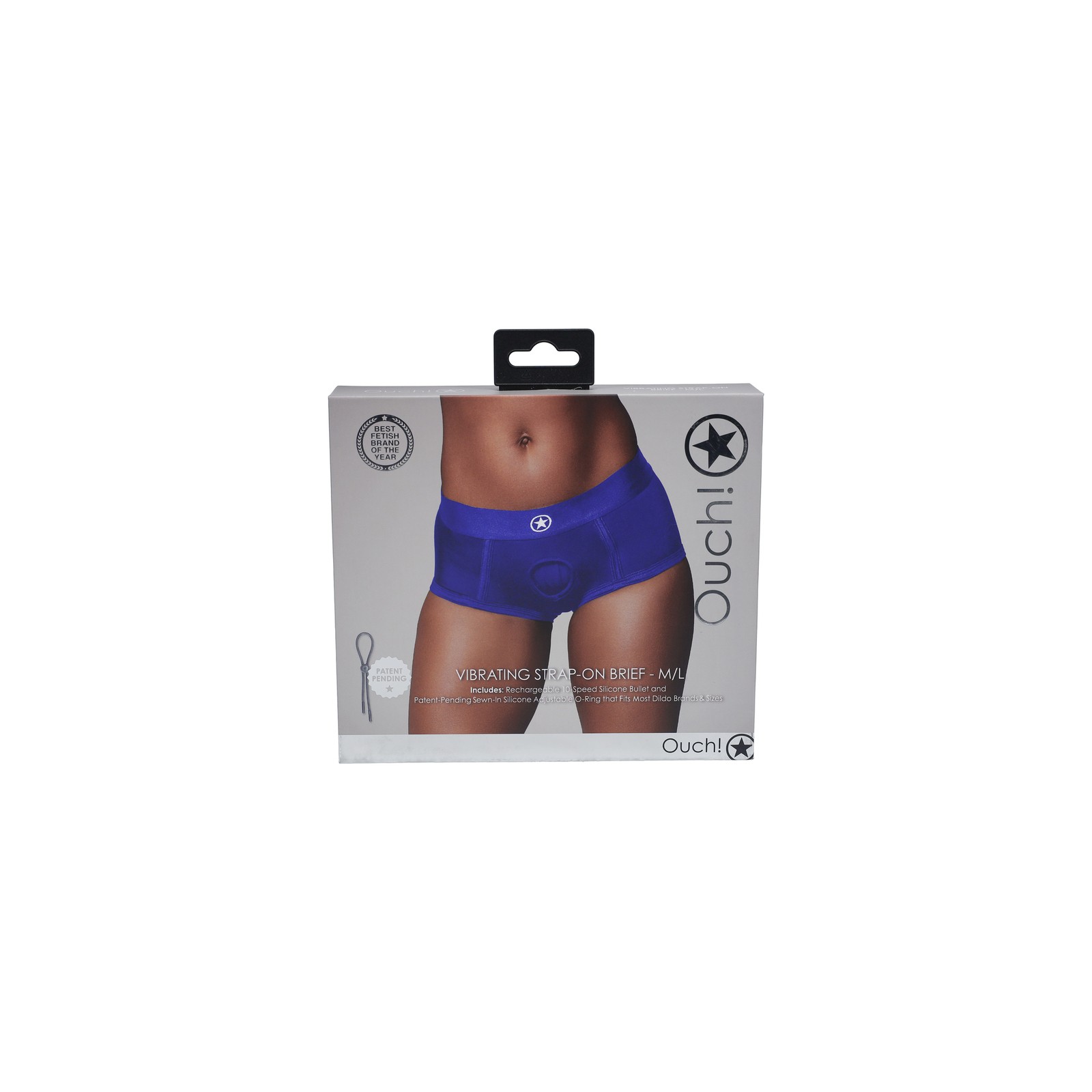 Ouch! Vibrating Strap-on Brief Royal Blue M/L