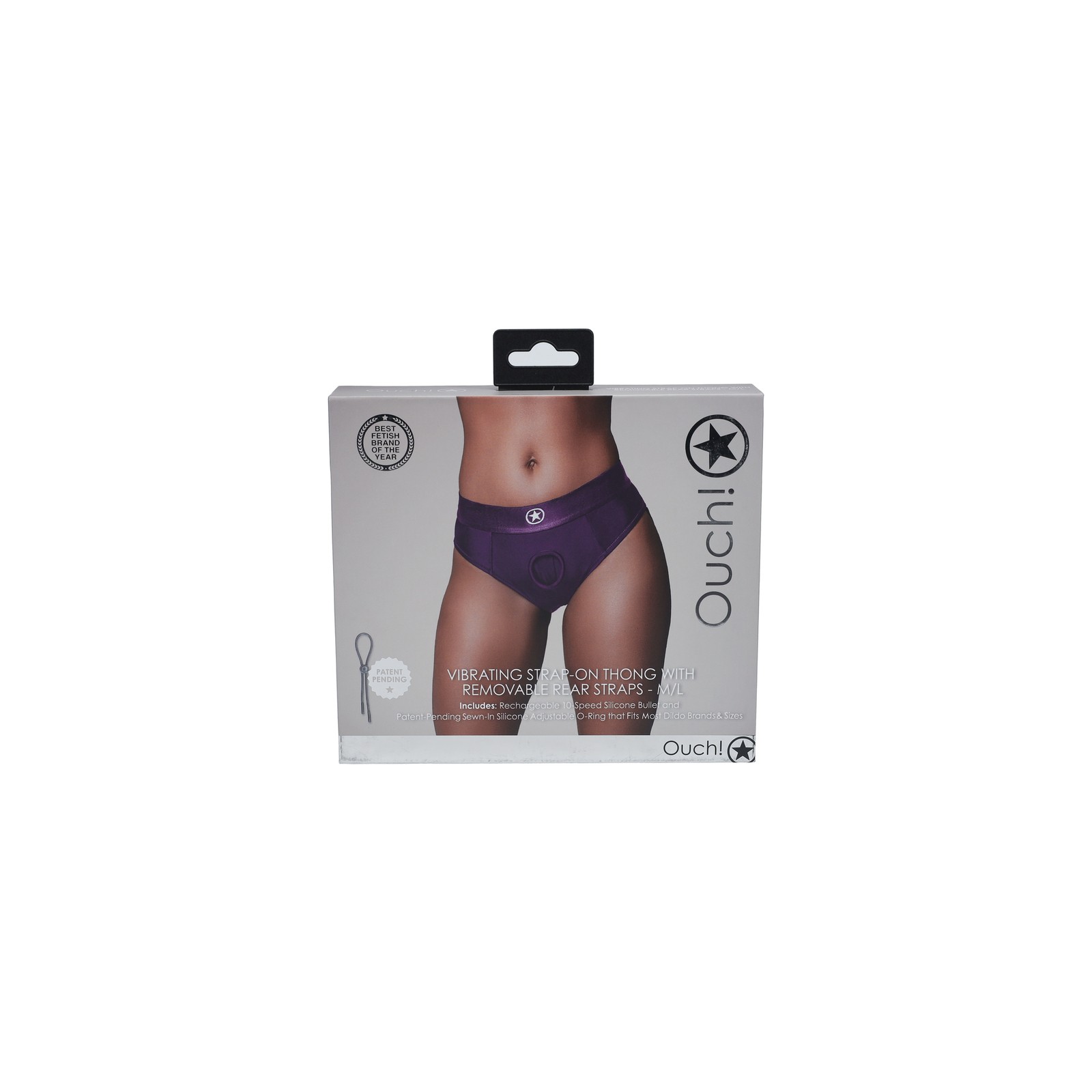 Tanga Vibratorio Strap-on Ouch! con Straps Removibles Púrpura M/L