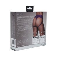 Ouch! Vibrating Strap-on Thong with Removable Straps Purple M/L