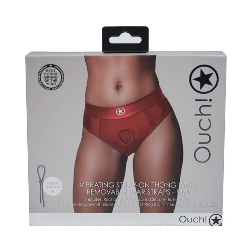 Ouch! Tanga Vibrador con Straps para el Trasero Removibles Rojo