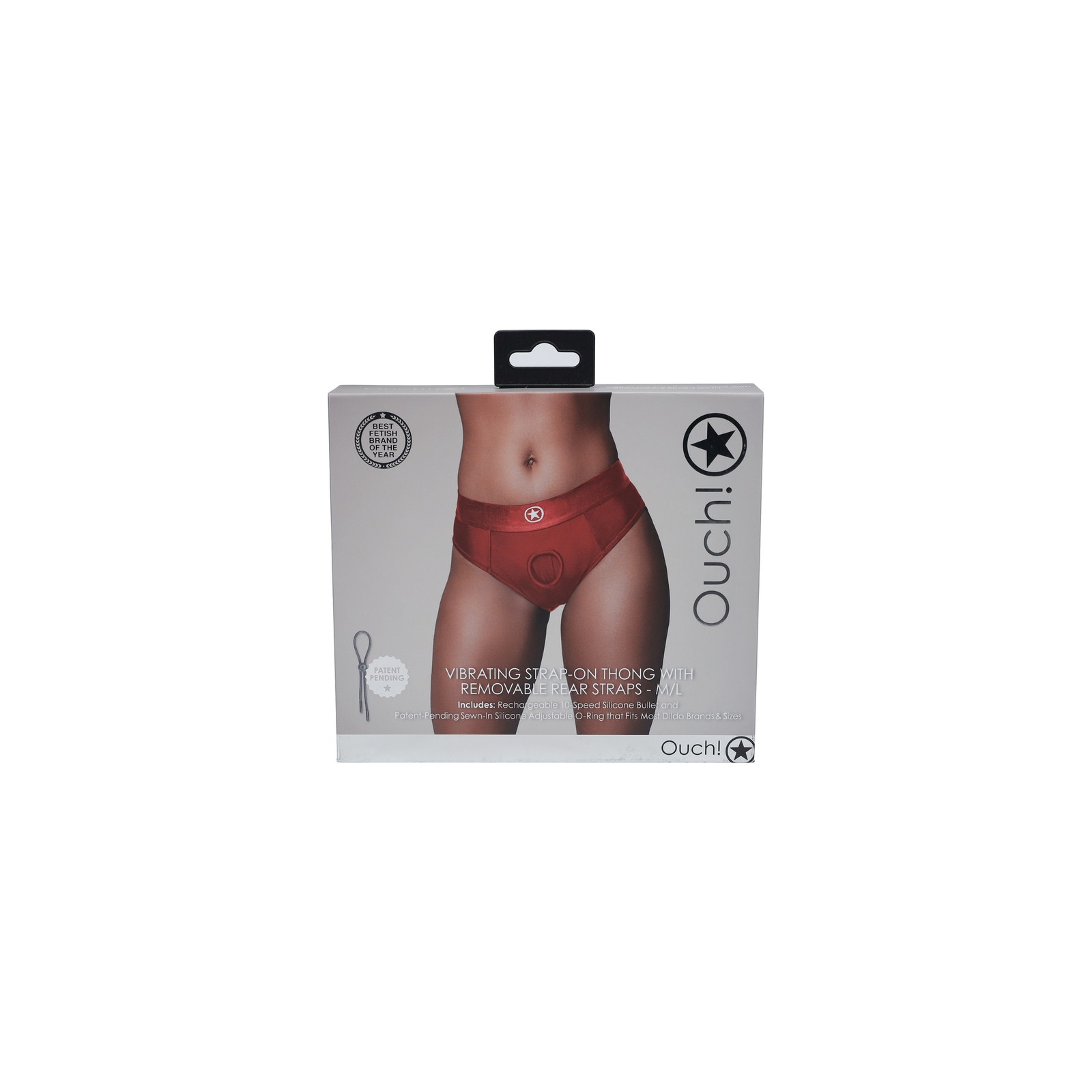 Ouch! Vibrating Strap-on Thong with Removable Butt Straps Red