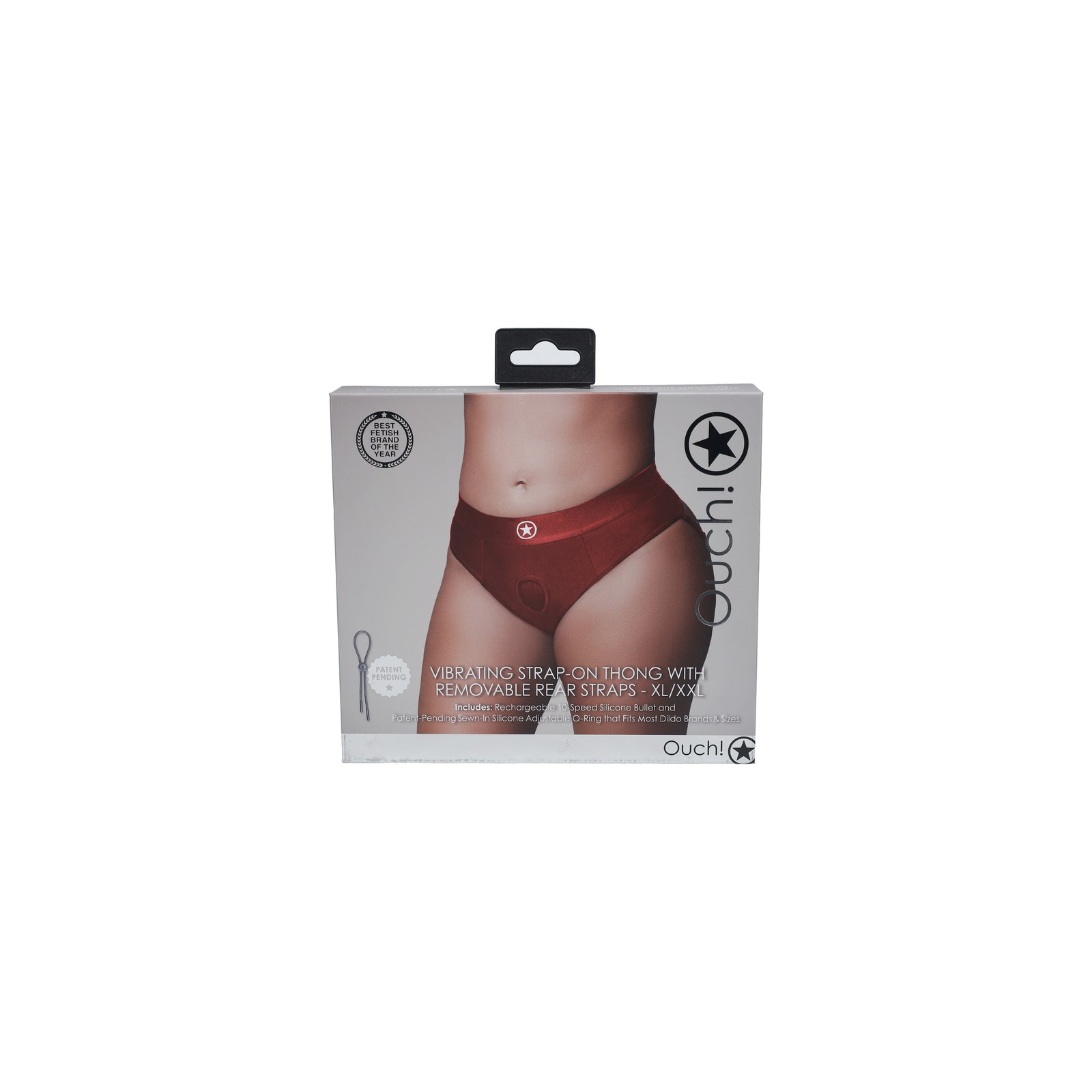 Ouch! Vibrating Thong with Removable Butt Straps Red XL/XXL