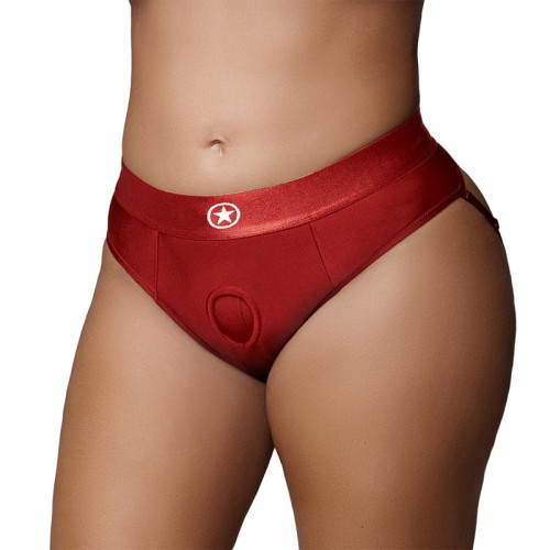 Ouch! Vibrating Thong with Removable Butt Straps Red XL/XXL