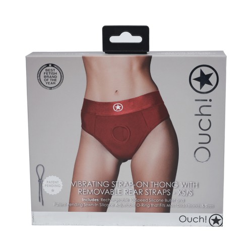 Ouch Vibrating Strap-on Thong Red XS/S