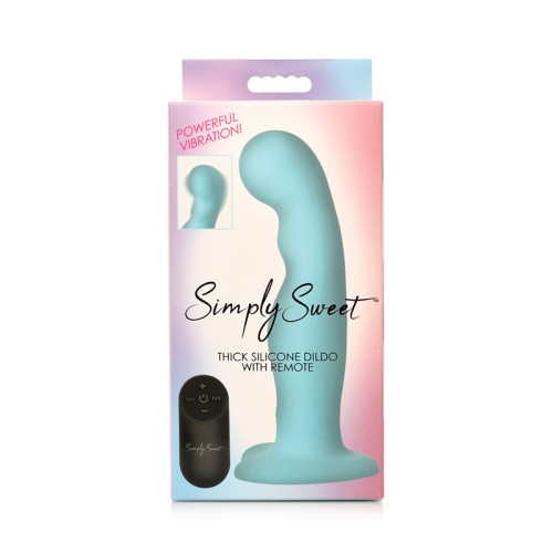 Simply Sweet Thick Silicone Dildo W/ Remote Blue