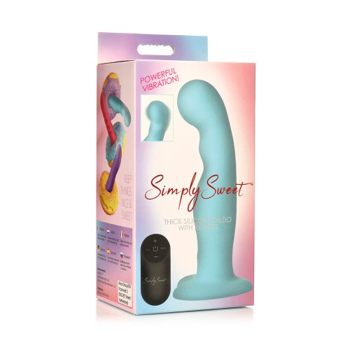 Simply Sweet Thick Silicone Dildo W/ Remote Blue