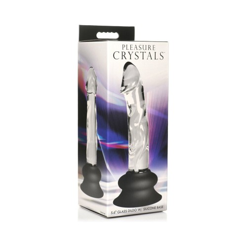 Pleasure Crystals Glass Dildo with Silicone Base