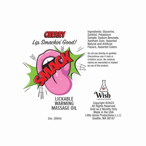 Smack Lickable Cherry Massage Oil 2 oz