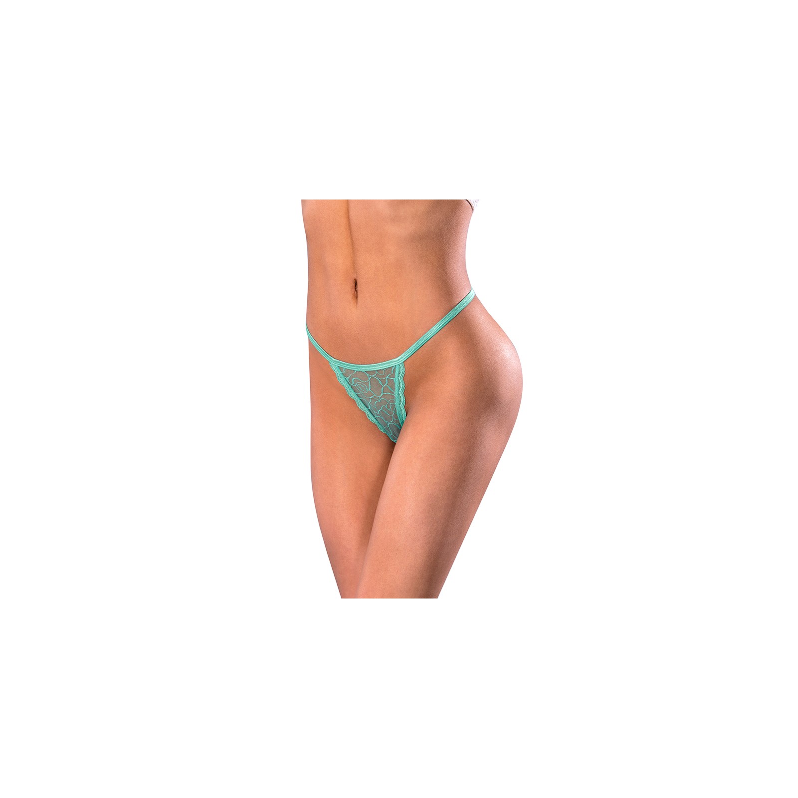 Magic Silk Soft Petals Lace Thong Aqua