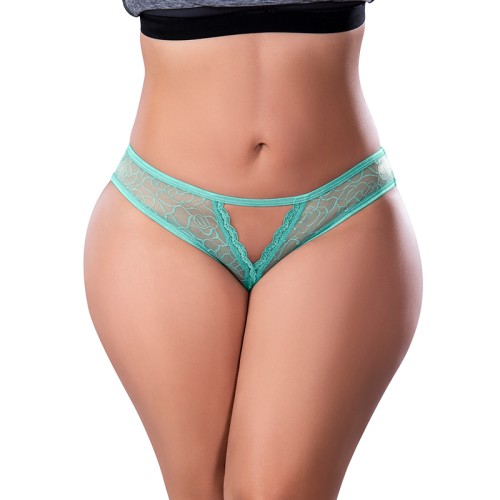 Panty Crotchless Pétalos Suaves Magic Silk Aqua Talla Reina