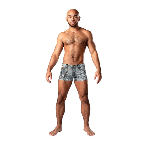 Male Power Dirty Denim Pouch Shorts L