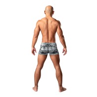 Male Power Dirty Denim Pouch Short - Trendy & Comfortable