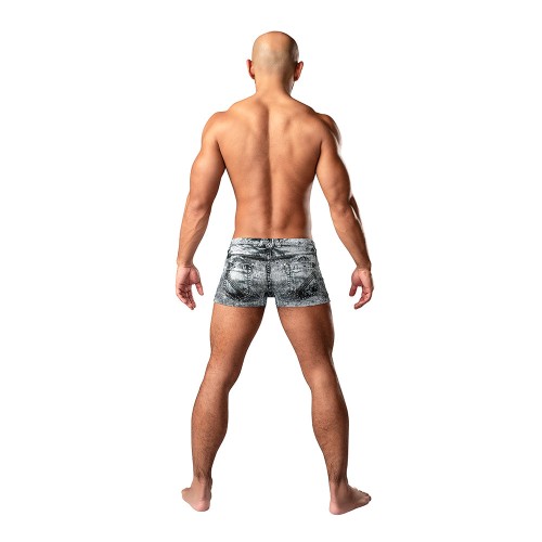 Male Power Dirty Denim Pouch Short - Stylish and Comfortable