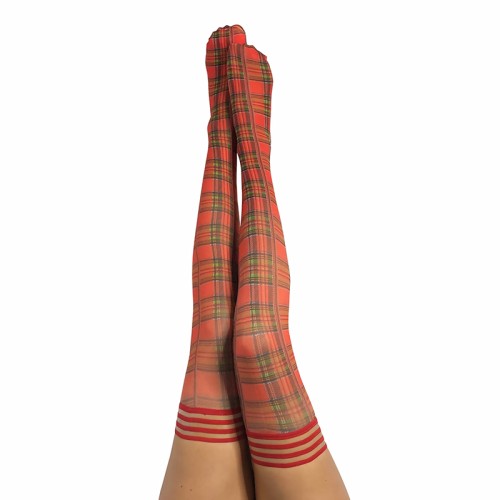 Kixies Grace Plaid Thigh-High Red Size A - Classic Elegance