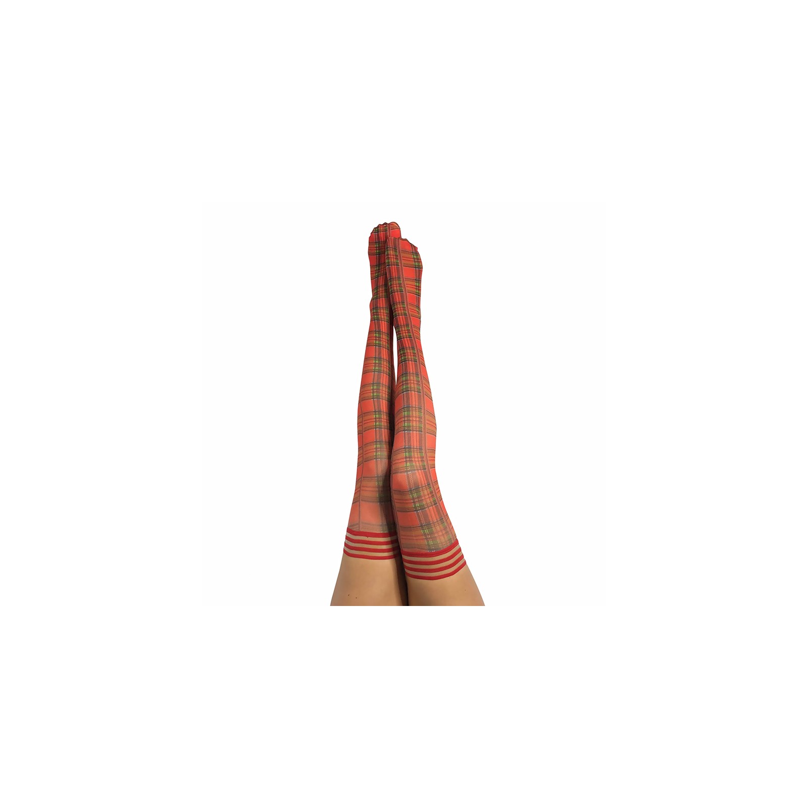 Kixies Grace Plaid Thigh-High Red Size A - Classic Elegance