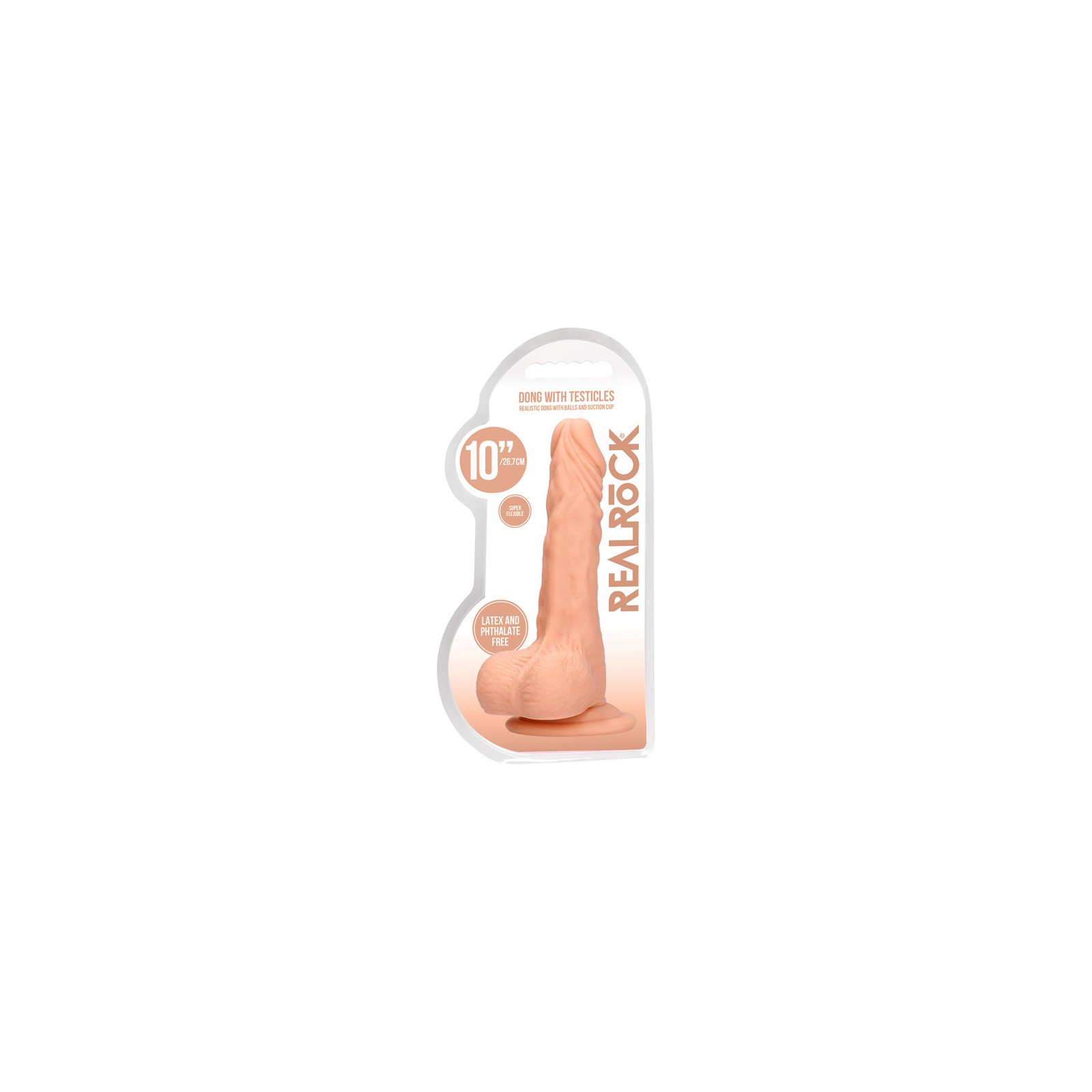 RealRock Dildo de Piel 10 in. con Testículos Beige