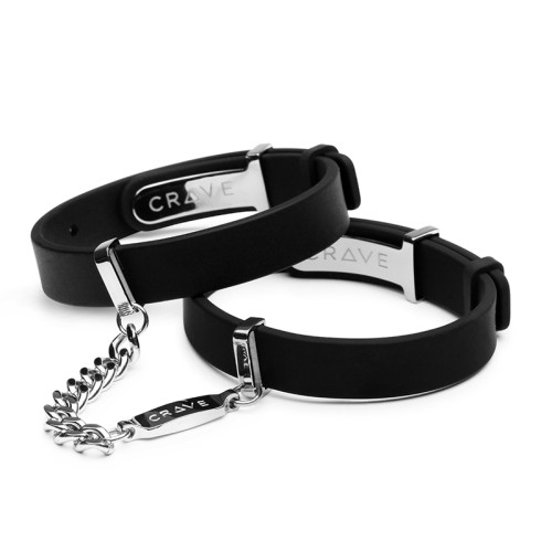 Crave ID Cuffs Black/Silver - Pleasure Jewelry