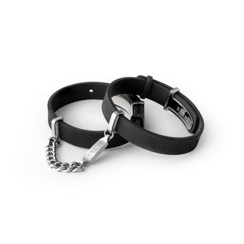 Crave ID Cuffs Black/Silver - Pleasure Jewelry