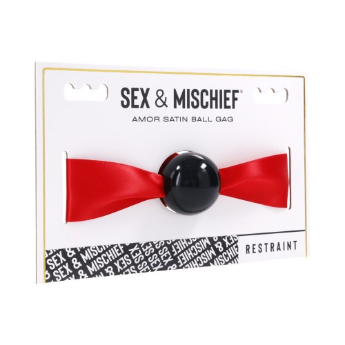 Gag de Bola de Satén Amor de Sportsheets Sex & Mischief para Parejas